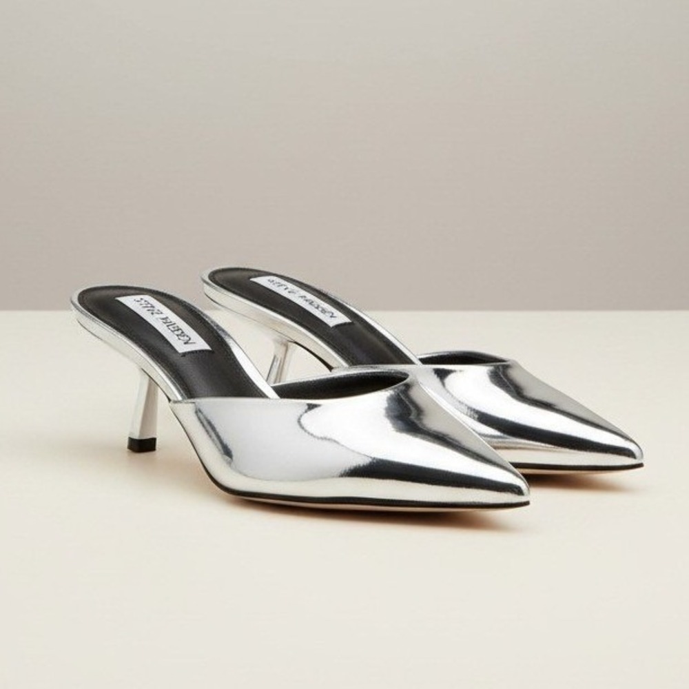 Steve Madden Mariano Silver Heeled Sandals - Women's Size 6.5 - Brand New